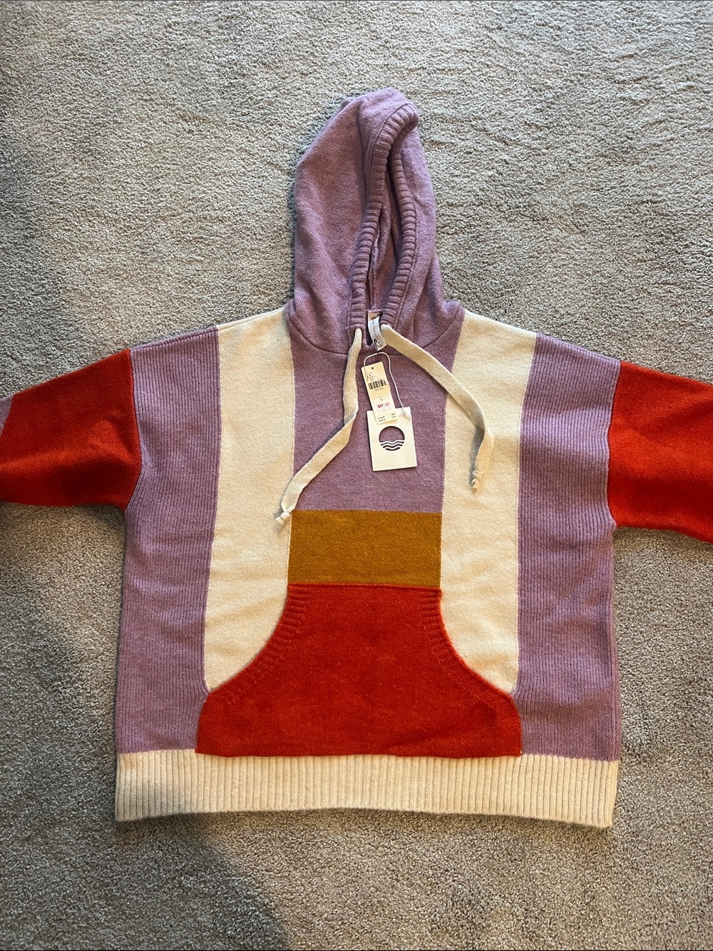 Daily Practice Plush Hooded Pullover in Dusty Lavender & Cream